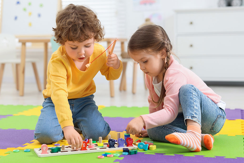 Care manager working with a family in their home